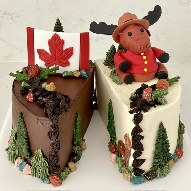Custom cake — Canadian wilderness pair