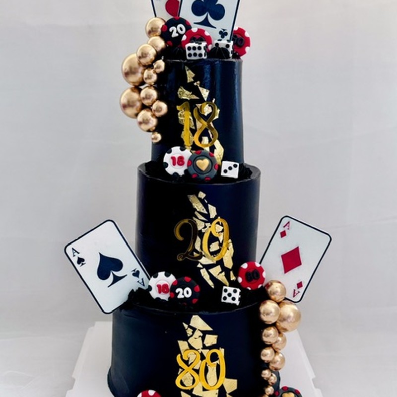 Custom cake — three-tier casino theme