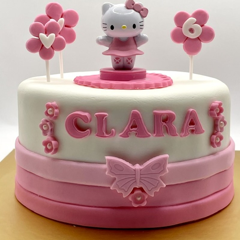 Custom cake — Pink and white tiered
